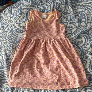 Hanna Andersson Sleeveless Dress with Shell Pattern - Peach and Purple